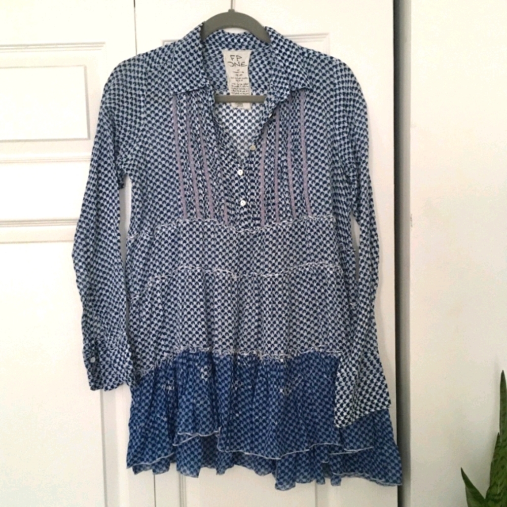 Free people indigo blue 100% cotton tunic small